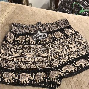 Patterned Black Summer Shorts